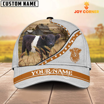 Joycorners Belted Galloway White Pattern Customized Name 3D Cap