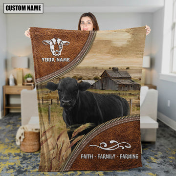 Joycorners Personalized Name Black Angus Faith Family Farming Blanket