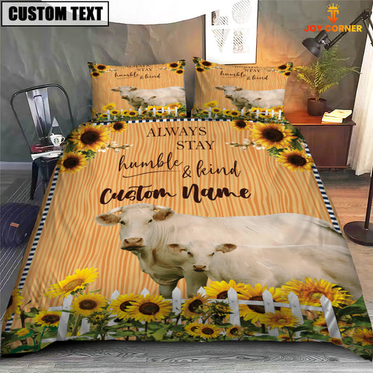 Joycorners Charolais Stay Humble And Kind Custom Name Bedding Set