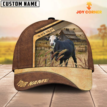 Joycorners Black Baldy Cattle Customized Name Brown Farm Cap