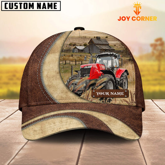 Joycorners Red Tractor Customized Name Farm Barn Cap
