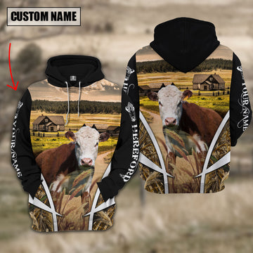 Joycorners Hereford Custom Name Wheat Farm Hoodie