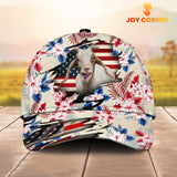 Joycorners Goat American Flag Flowers Pattern Cap