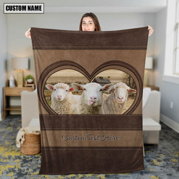 Joycorners Sheep In Heart Personalized Name Blanket