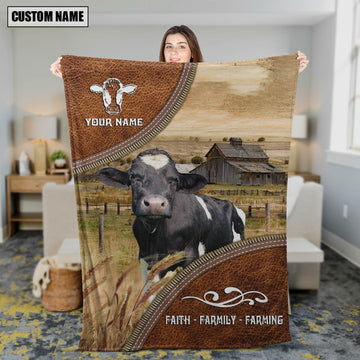 Joycorners Personalized Name Holstein Faith Family Farming Blanket