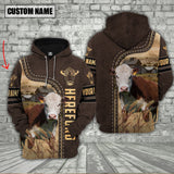 Joycorners Hereford Cattle Brown Leather Personalized 3D Hoodie