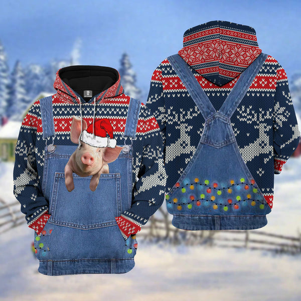 Joycorners Pig Christmas Knitting Pattern 3D Hoodie