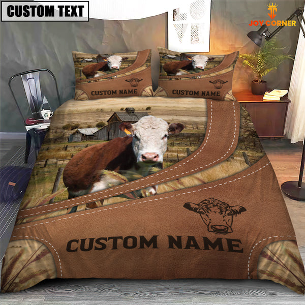 Joycorners Custom Name Hereford On Farm Bedding Set