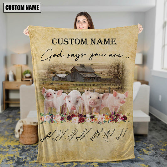 God Says You Are - Joycorners Personalized Name Pig Blanket