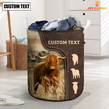 Joycorners Highland Custom Name Leather Pattern Laundry Basket