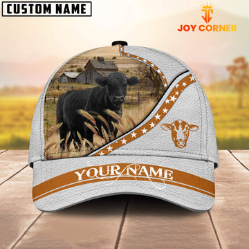 Joycorners Black Angus White Pattern Customized Name 3D Cap