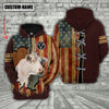 Joycorners Charolais US Flag Retro Personalized 3D Hoodie