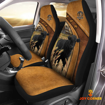 Joycorners Black Angus Pattern Customized Name 3D Car Seat Cover Set (2PCS)