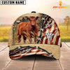 Joycorners Red Angus American Flag Custom Name Retro Cap