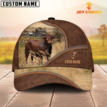 Joycorners Beefmaster Zipper Leather Pattern Customized Name Cap