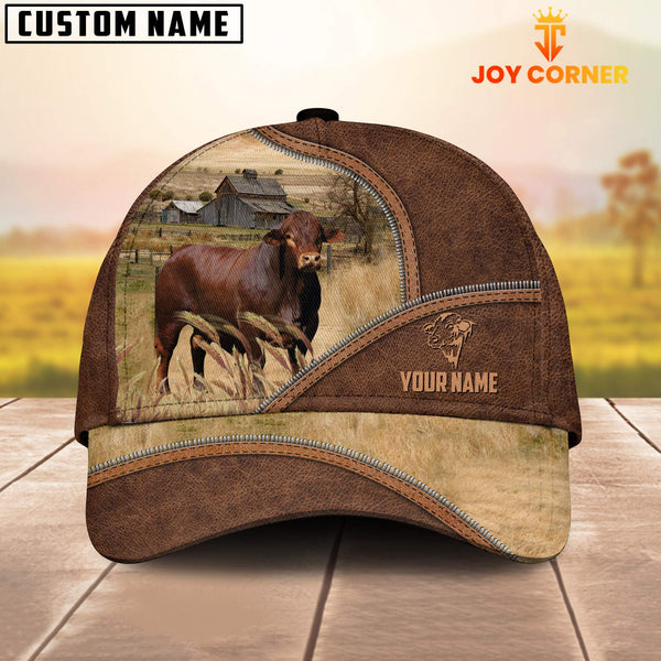 Joycorners Beefmaster Zipper Leather Pattern Customized Name Cap