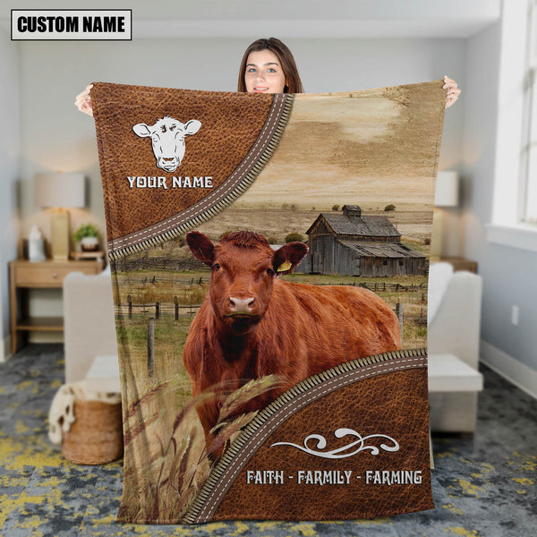 Joycorners Personalized Name Red Angus Faith Family Farming Blanket