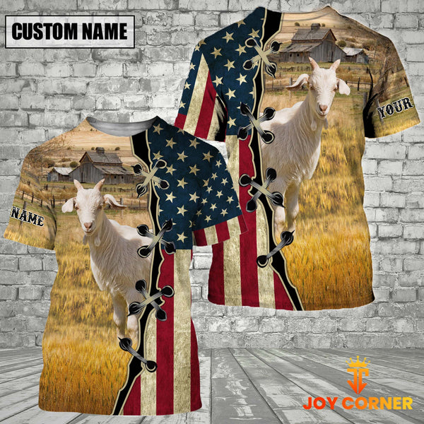 Joycorners Goat On Farms Custom Name American Flag 3D Shirt