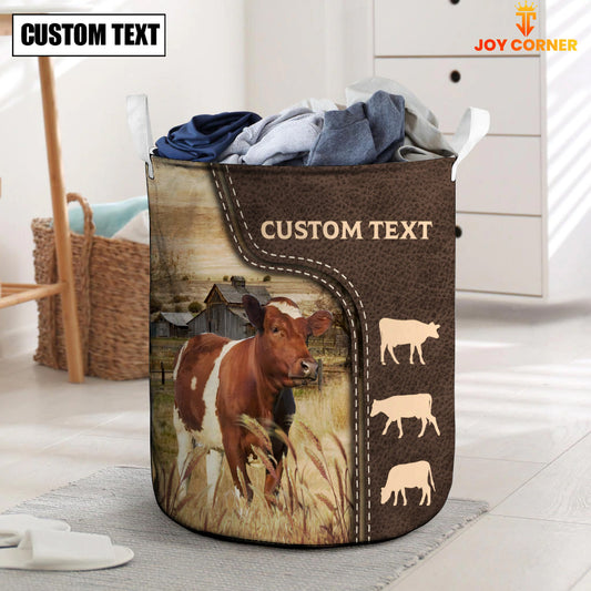 Joycorners Ayrshires Custom Name Leather Pattern Laundry Basket