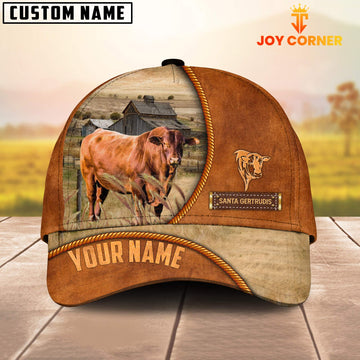 Joycorners Custom Name Santa Gertrudis Leather Pattern Cap