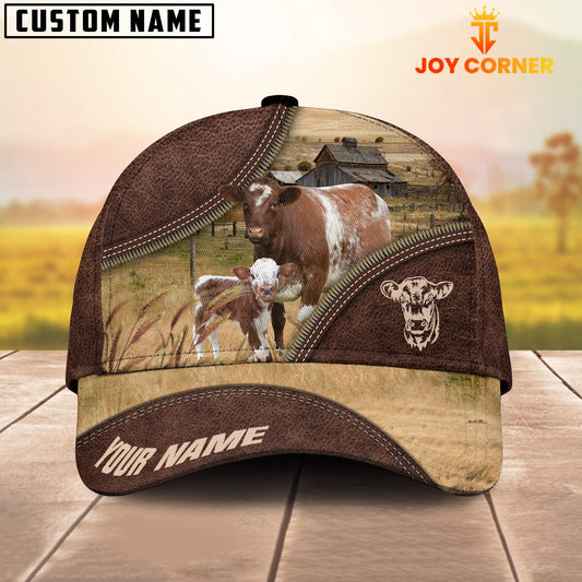 Joycorners Shorthorn On The Farm Customized Name 3D Brown Cap