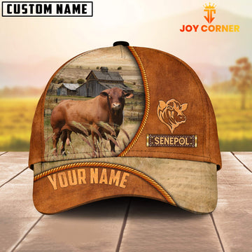 Joycorners Custom Name Senepol Leather Pattern Cap