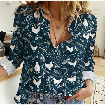 Joycorners Chicken Navy Pattern Casual Shirt