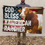 Joycorners God Bless The American Rancher Simmental Flag