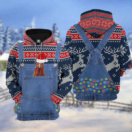 Joycorners Chicken Christmas Knitting Hoodie Pattern 3D