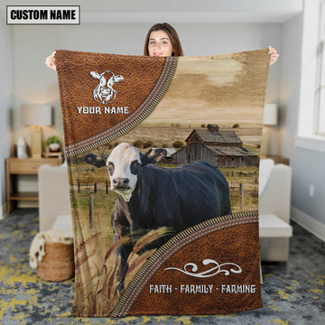 Joycorners Personalized Name Black Baldy Faith Family Farming Blanket