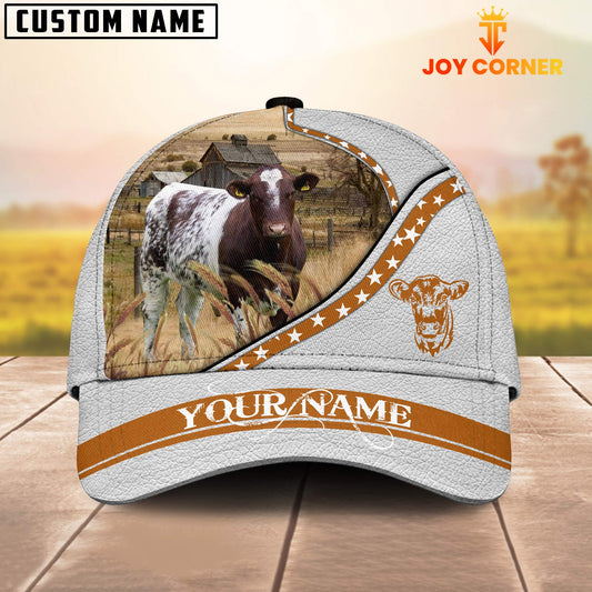 Joycorners Shorthorn White Pattern Customized Name 3D Cap