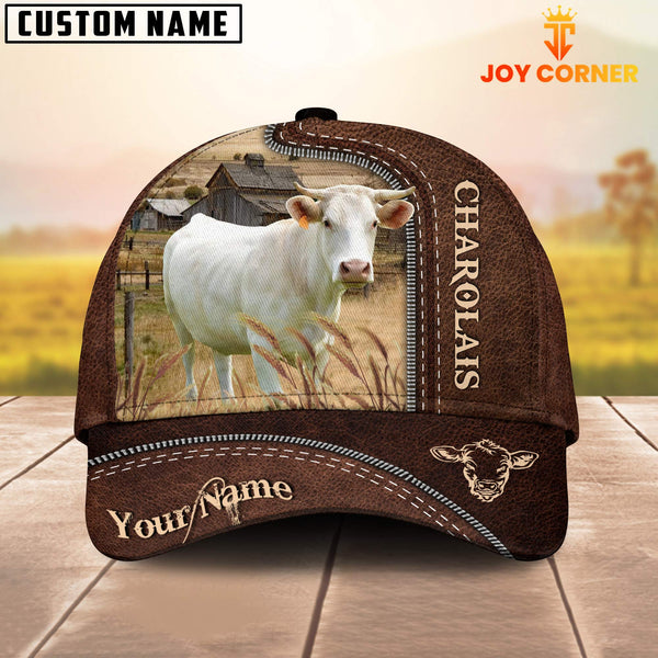 Joycorners Charolais Customized Name Leather Pattern Cap