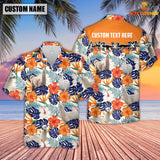 Joycorners Llama Hibiscus Blue Floral Custom Name 3D Hawaiian Shirt