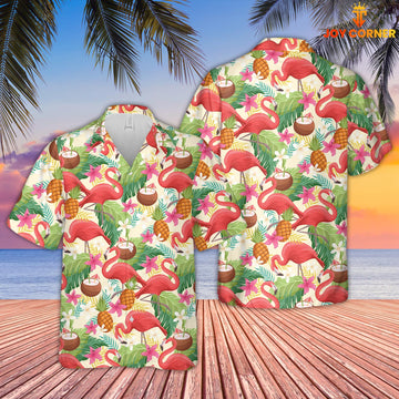 Joycorners Summer Flamingo Pattern Hawaiian Shirt