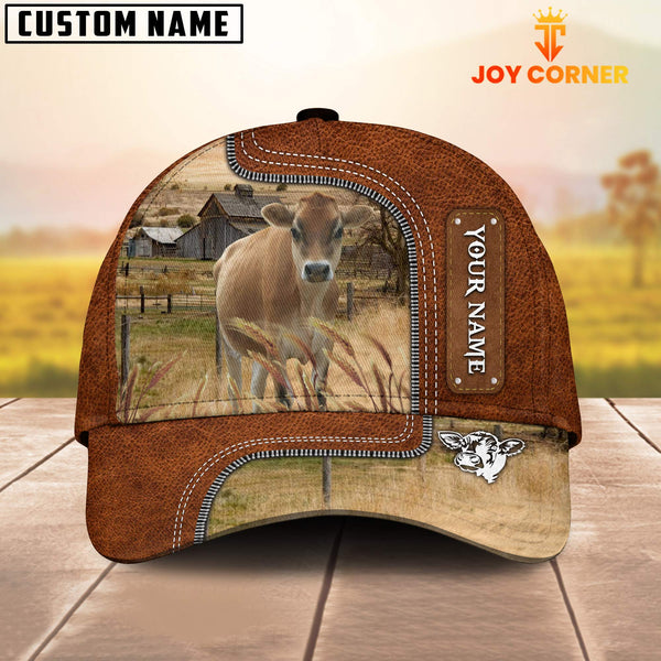 Joycorners Custom Name Jersey Cattle Cap On The Meadow