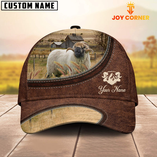 Joycorners Valais Blacknose On The Farm Customized Name Leather Pattern Cap