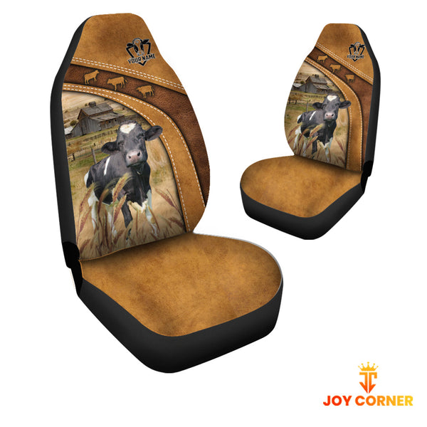 Joycorners Holstein Pattern Customized Name 3D Car Seat Cover Set (2PCS)