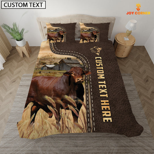 Joycorners Beefmaster Custom Text Leather Pattern Bedding Set