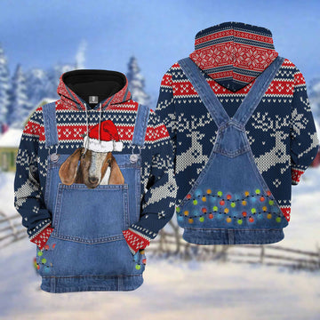 Joycorners Boer Cattle Christmas Knitting Hoodie Pattern 3D