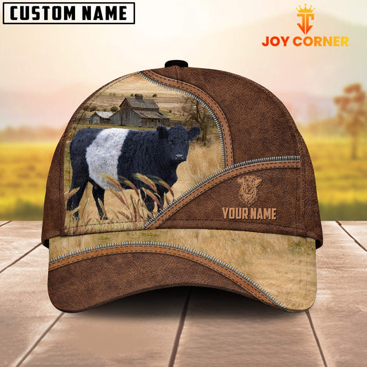 Joycorners Belted Galloway Zipper Leather Pattern Customized Name Cap