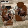 Joycorners Custom Name Beefmaster Cattle Leather Zipper  3D Hoodie