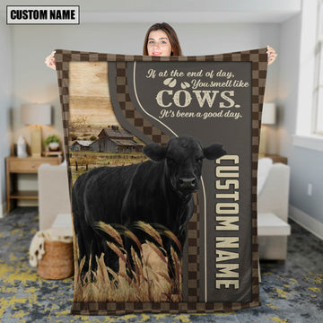 Joycorners Personalized Name Black angus A Good Day Blanket