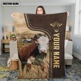 Joycorners Personalized Name Hereford Leather Pattern Blanket