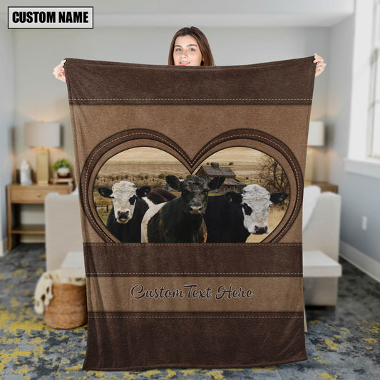 Joycorners Belted Galloway In Heart Personalized Name Blanket