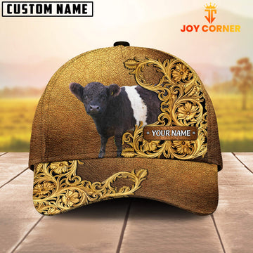 Joycorners Belted Galloway Pattern Customized Name 3D Yellow Cap