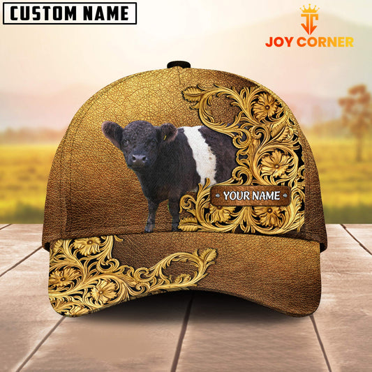 Joycorners Belted Galloway Pattern Customized Name 3D Yellow Cap