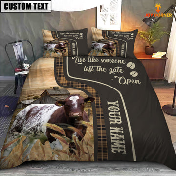 JoyCorners Shorthorn Like Someone Left The Gate Open Customized Name 3D Bedding Set