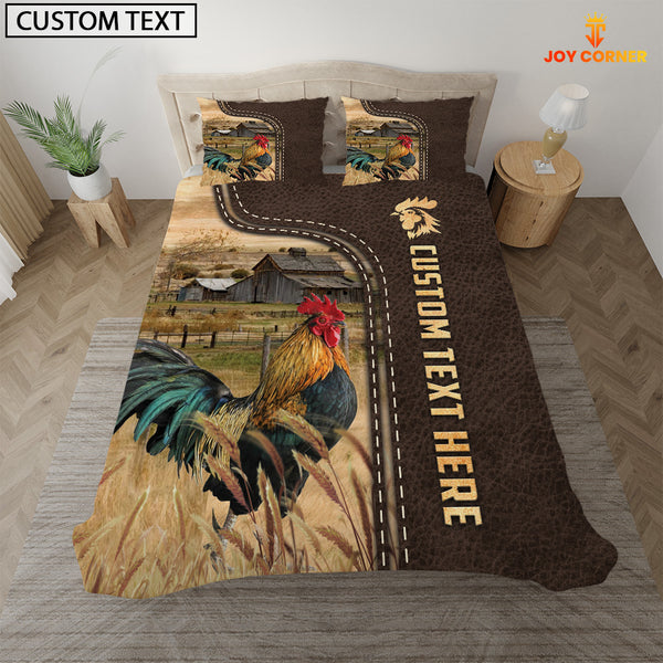 Joycorners Chicken Custom Text Leather Pattern Bedding Set