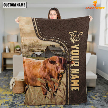 Joycorners Personalized Name Santa Gertrudis Cattle Leather Pattern Blanket