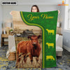 Joycorners Red Angus Green Farming Blanket Custom Name